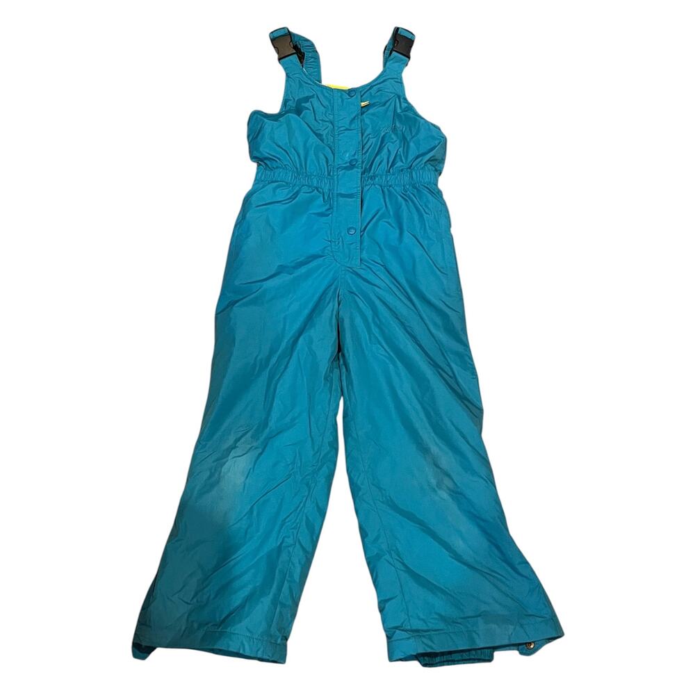 Vintage LL Bean Snow Suit Girls M 10-12 Blue Aqua Ski Bib Overalls Retro Jumper